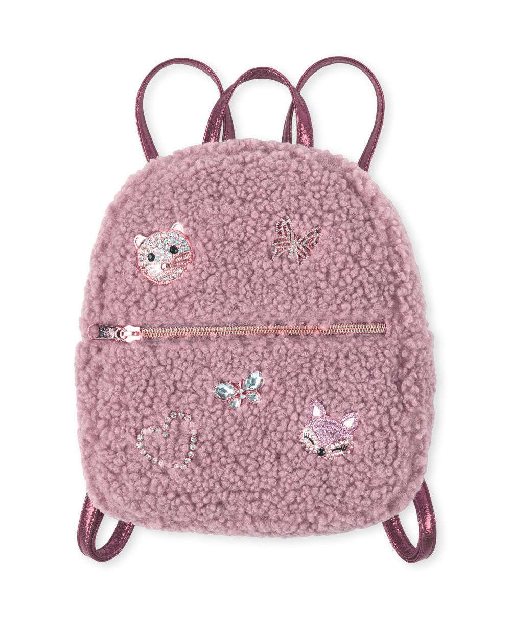 

Girls Jeweled Critter Sherpa Mini Backpack - Pink - The Children's Place
