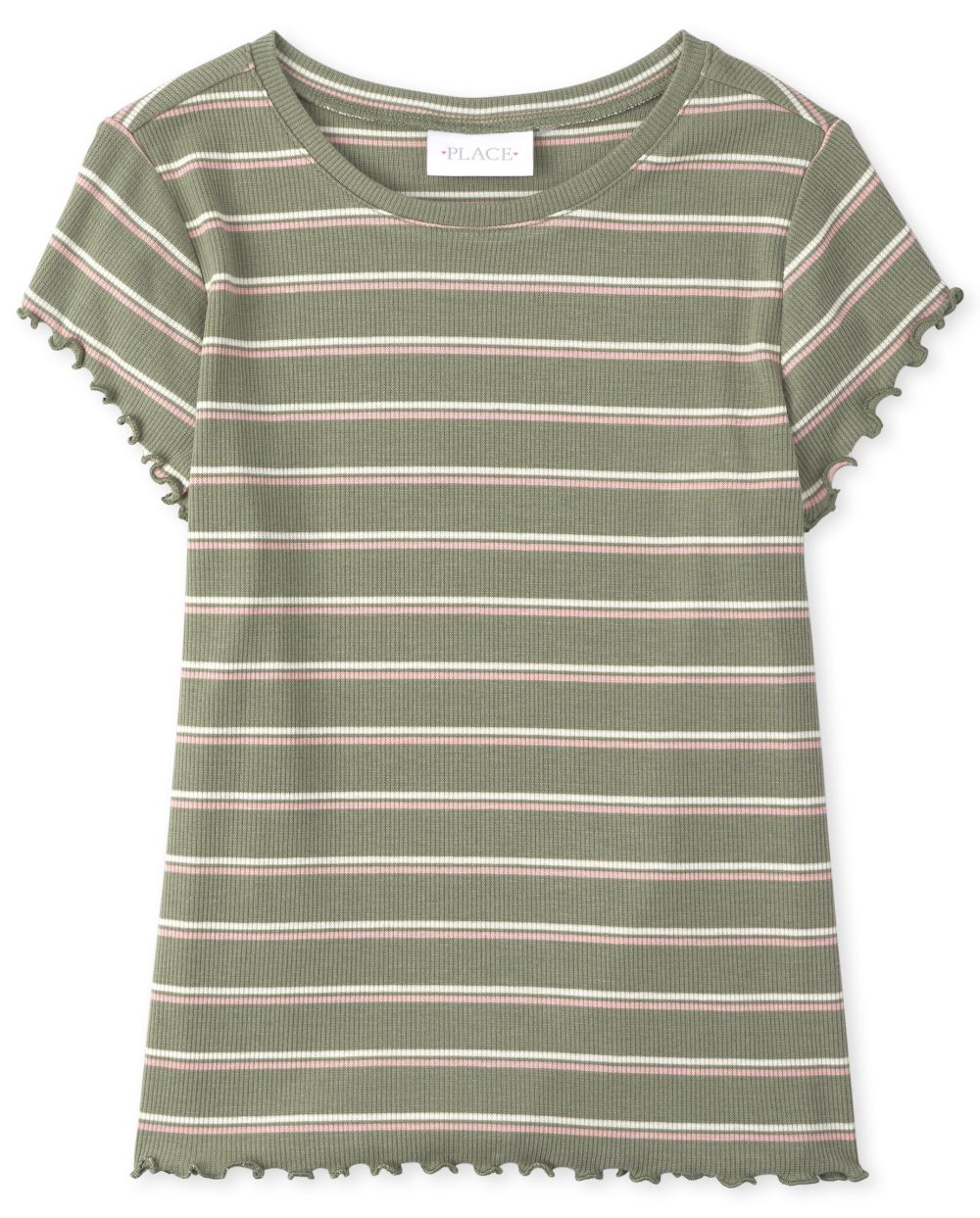 

Girls Striped Rib-Knit Top - Green - The Children's Place