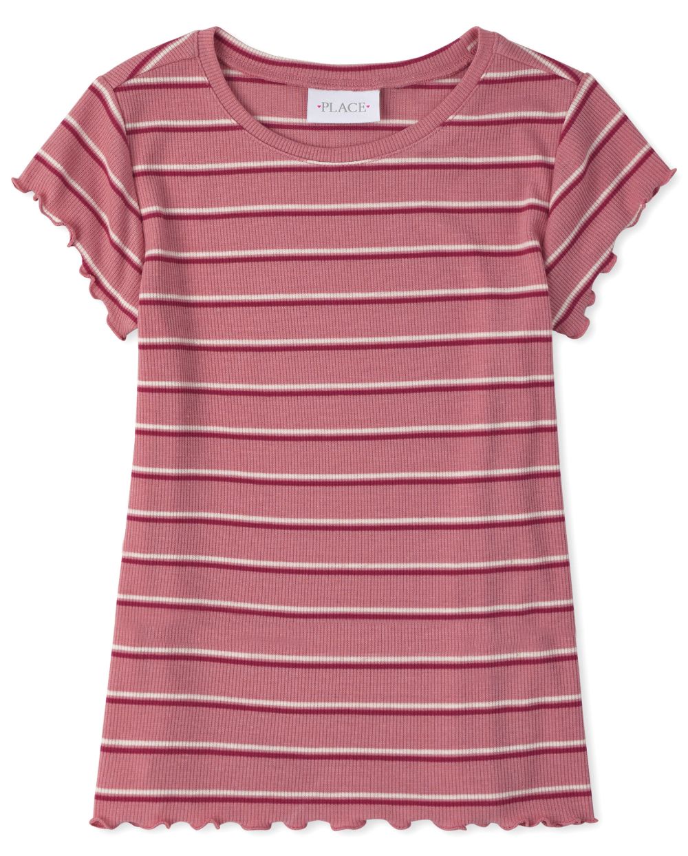 

Girls Striped Rib-Knit Top - Pink - The Children's Place