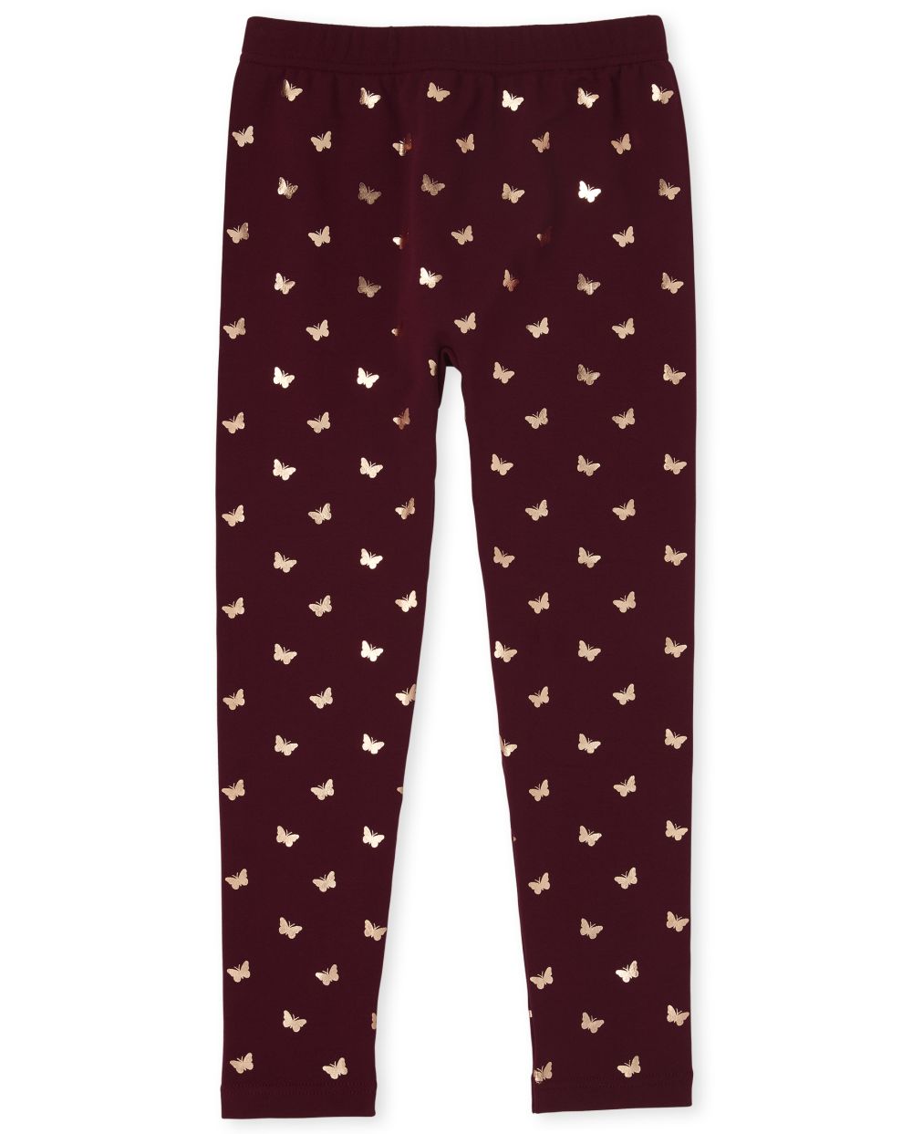 

Girls Foil Butterfly Fleece Lined Leggings - Red - The Children's Place