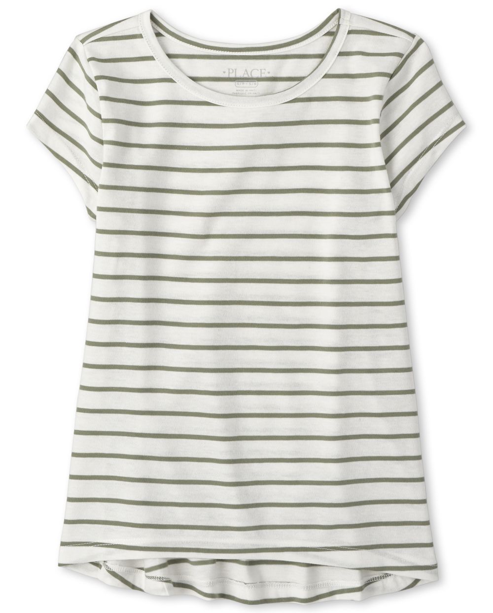 

Girls Striped High Low Basic Layering Tee - Green T-Shirt - The Children's Place