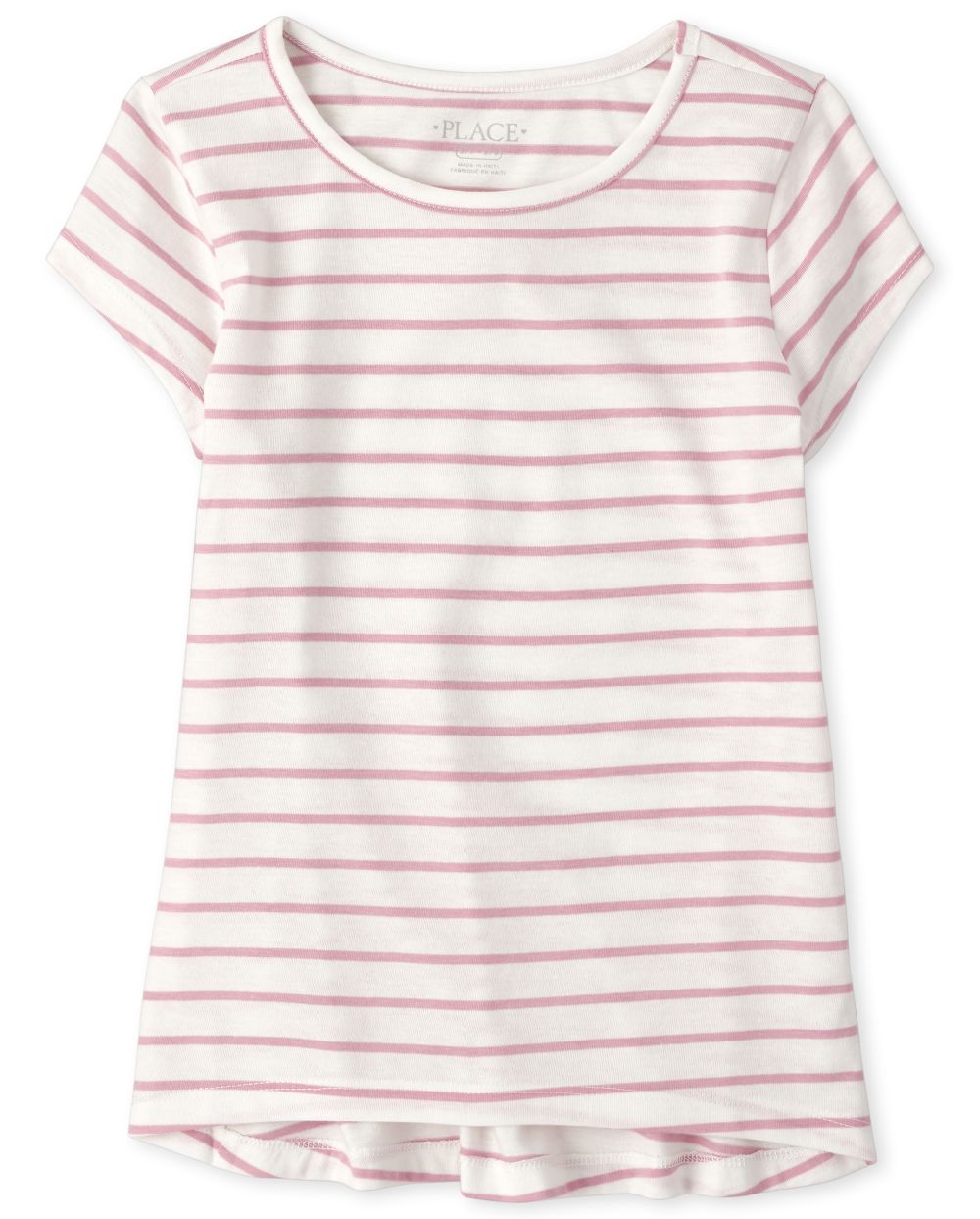 

Girls Striped High Low Basic Layering Tee - Pink T-Shirt - The Children's Place