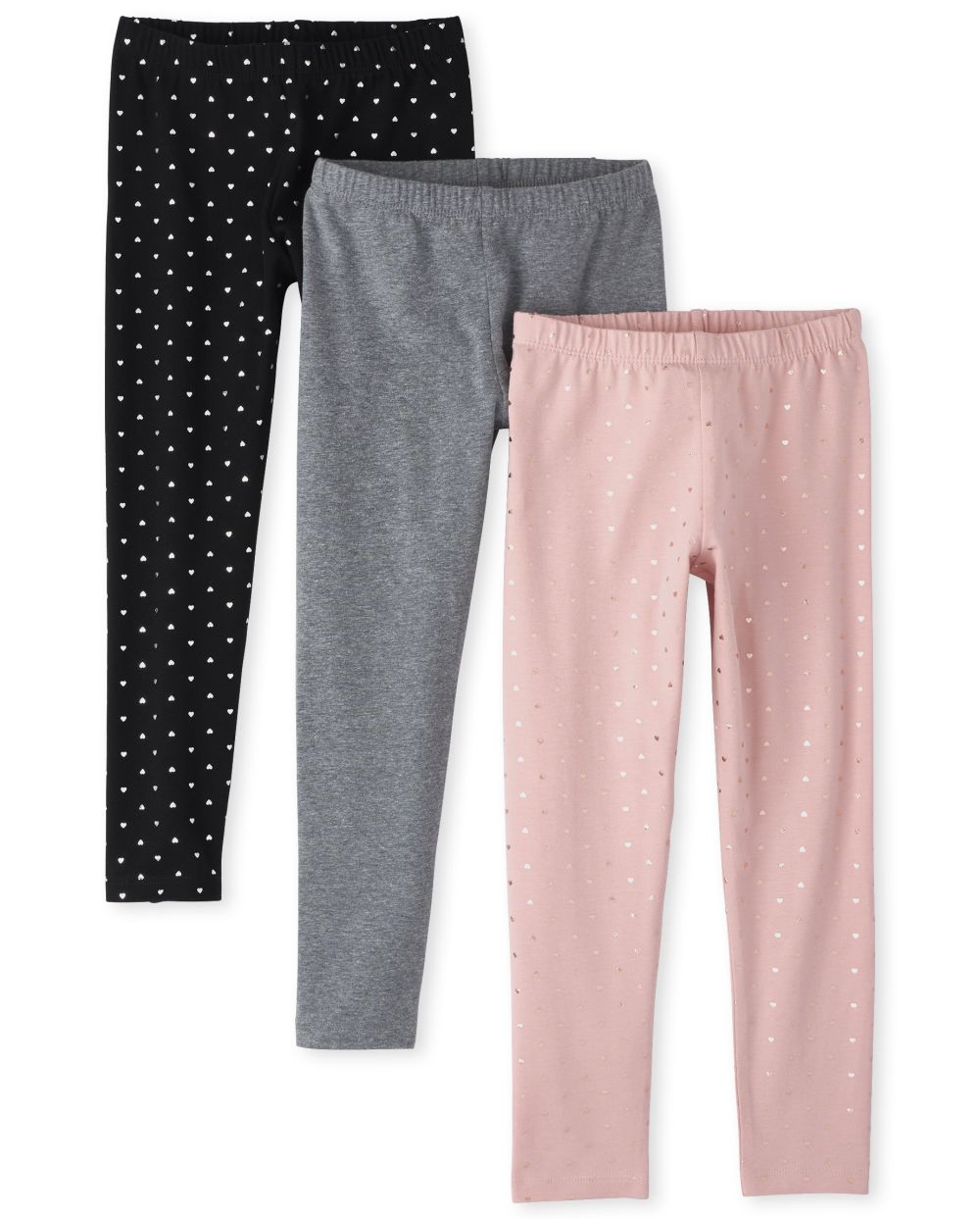 

Girls Foil Heart Leggings 3-Pack - Multi - The Children's Place