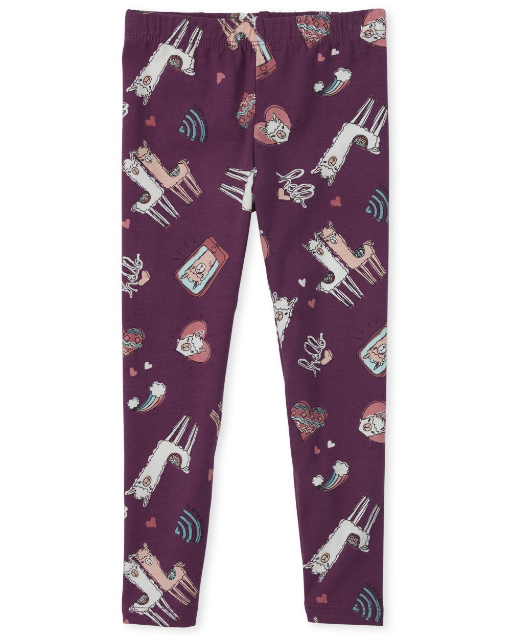 Girls Llama Doodle Leggings - Purple - The Children's Place