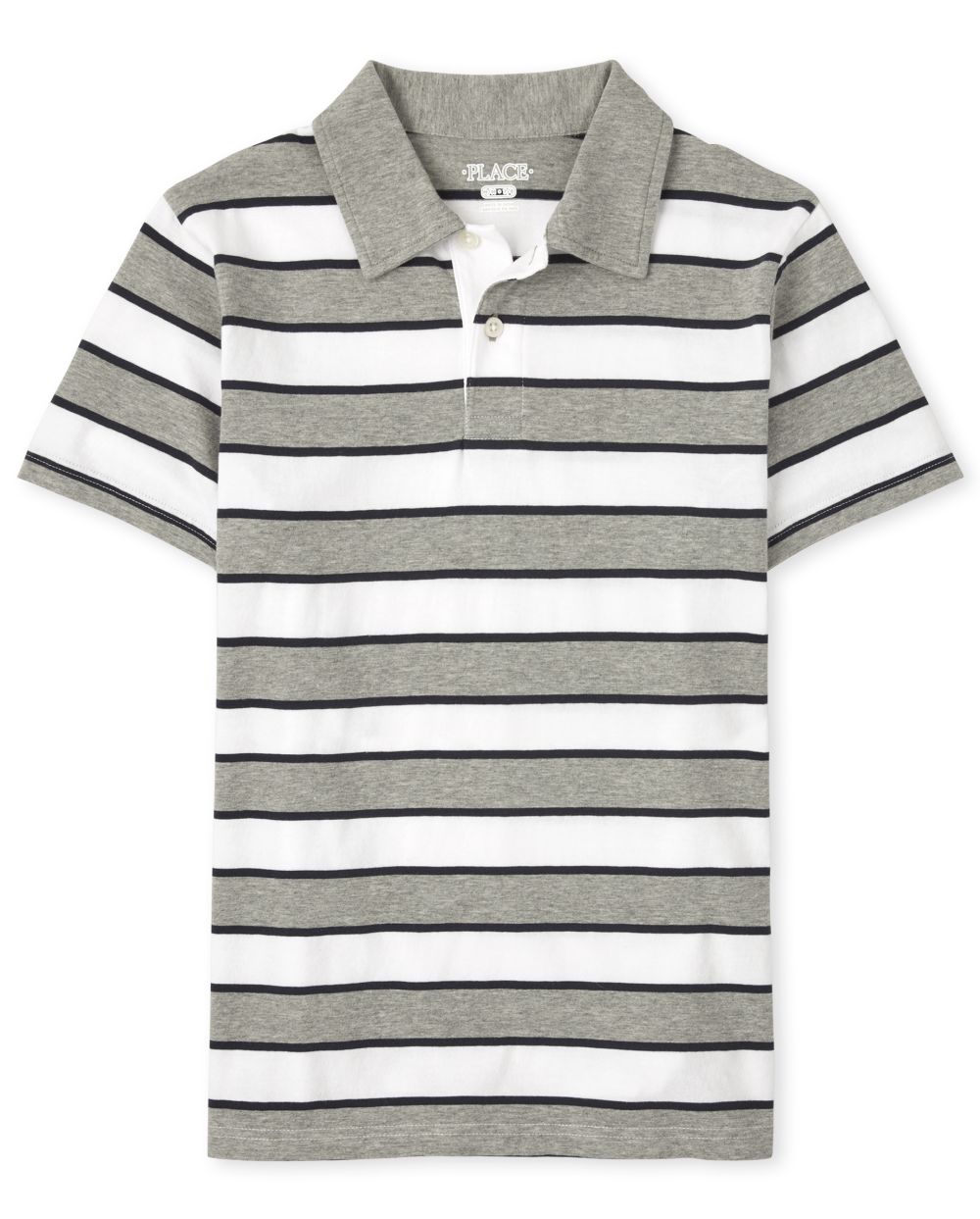 The Children's Place Boys Striped Jersey Polo - Gray - S (5/6)