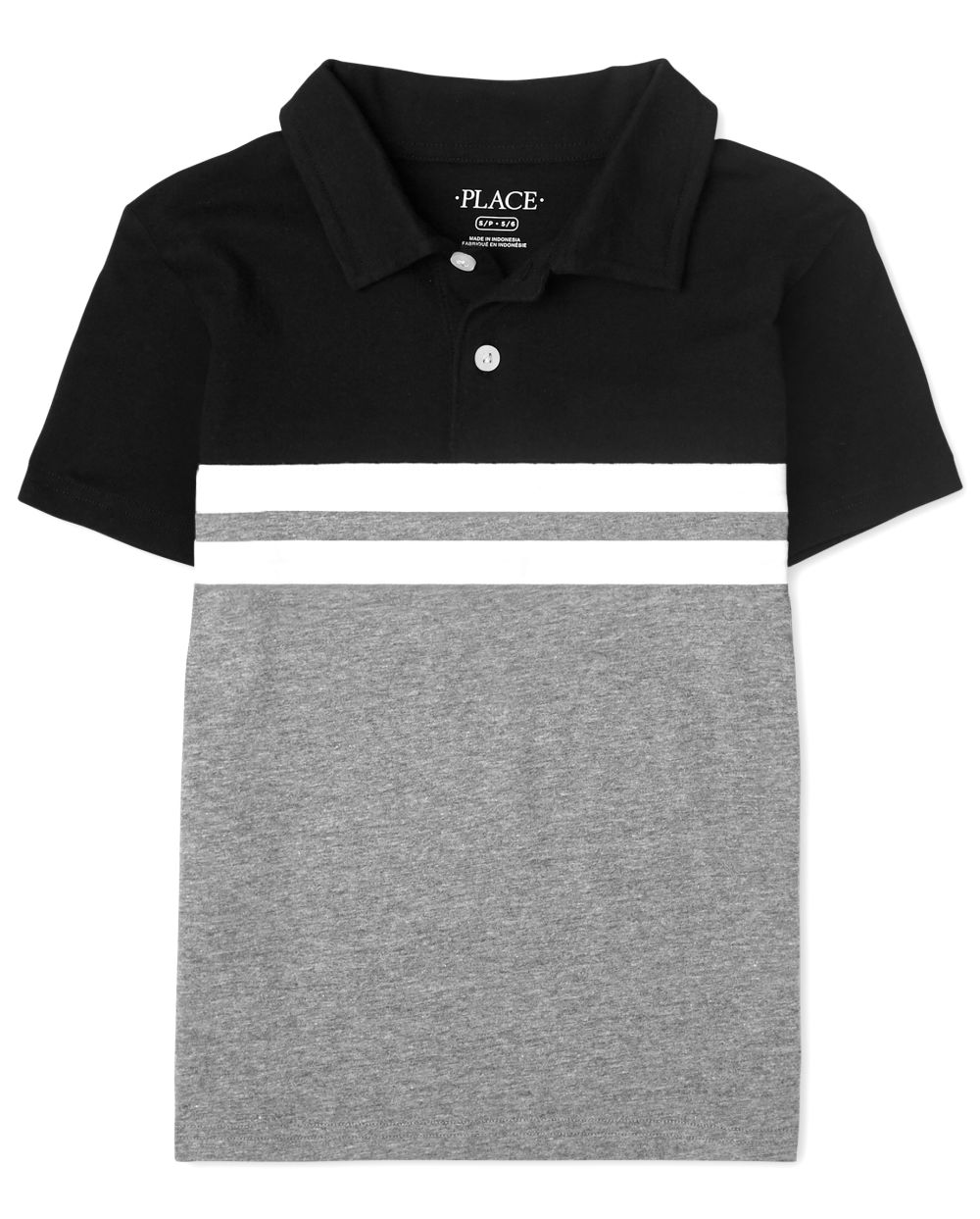 

Boys Boys Striped Jersey Polo - Gray - The Children's Place