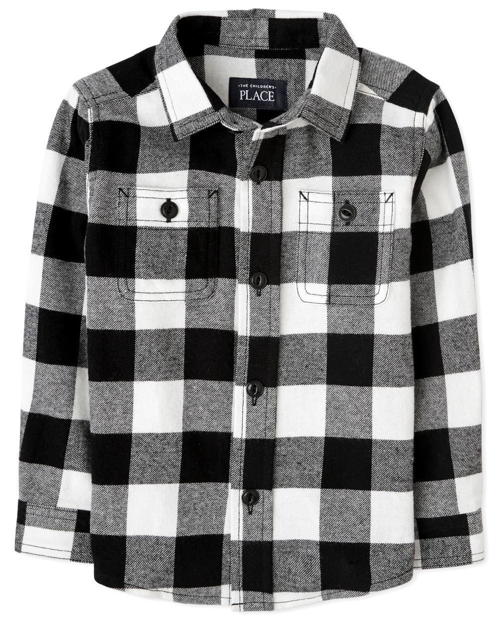 

s Baby And Toddler Boys Matching Family Buffalo Plaid Flannel Button Down Shirt - Black - The Children's Place