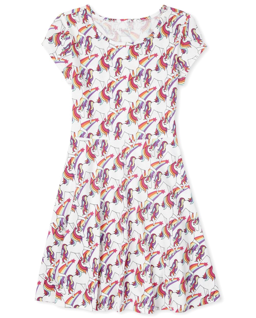

Girls Print Skater Dress - White - The Children's Place