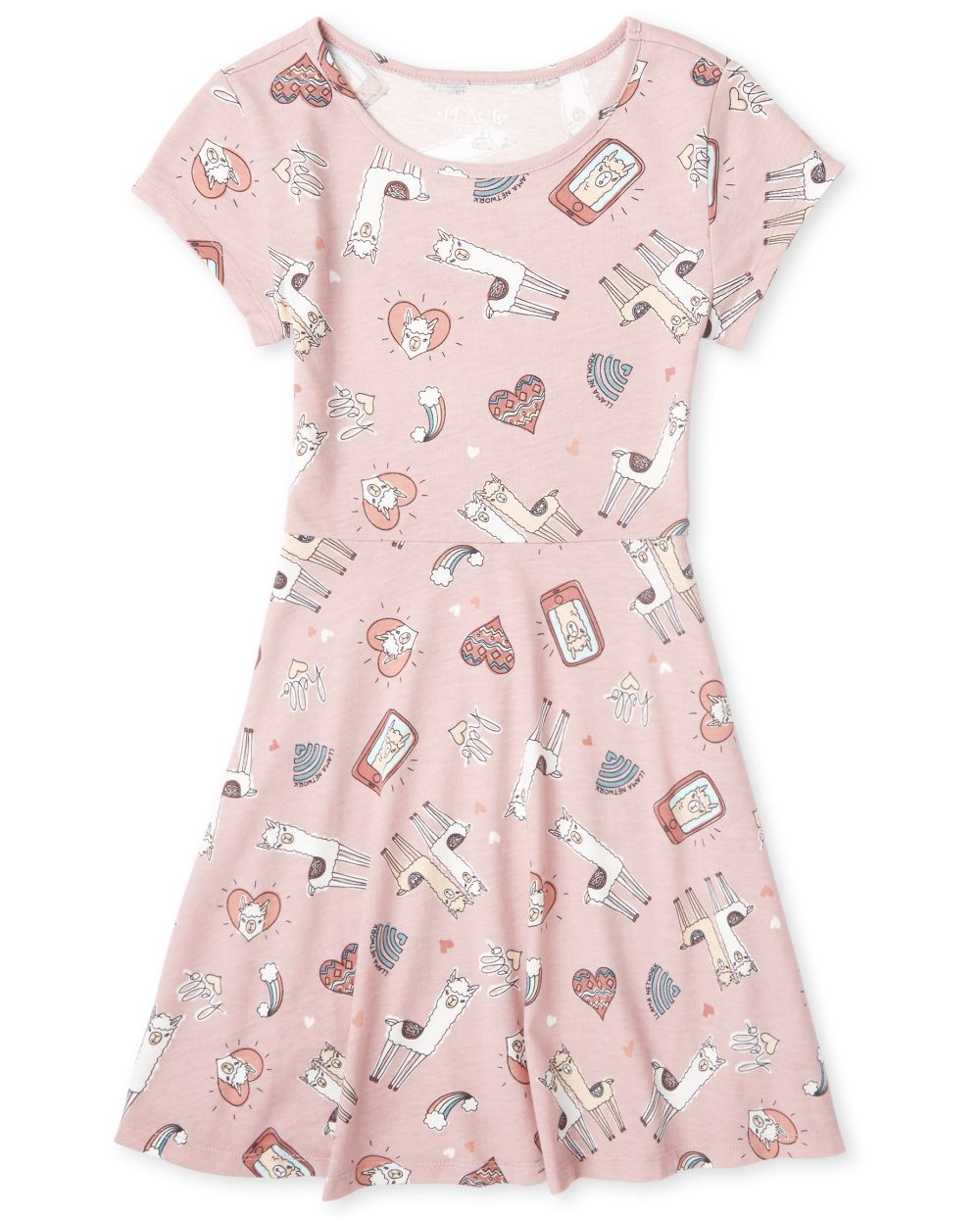 

Girls Print Skater Dress - Pink - The Children's Place