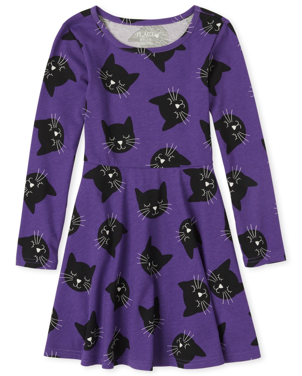 

Girls Halloween Cat Skater Dress - Purple - The Children's Place