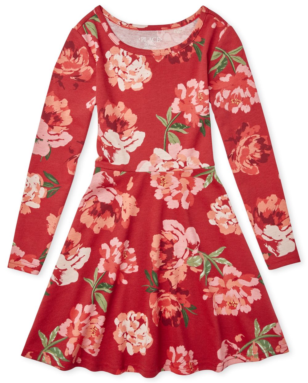 

Girls Print Skater Dress - Red - The Children's Place