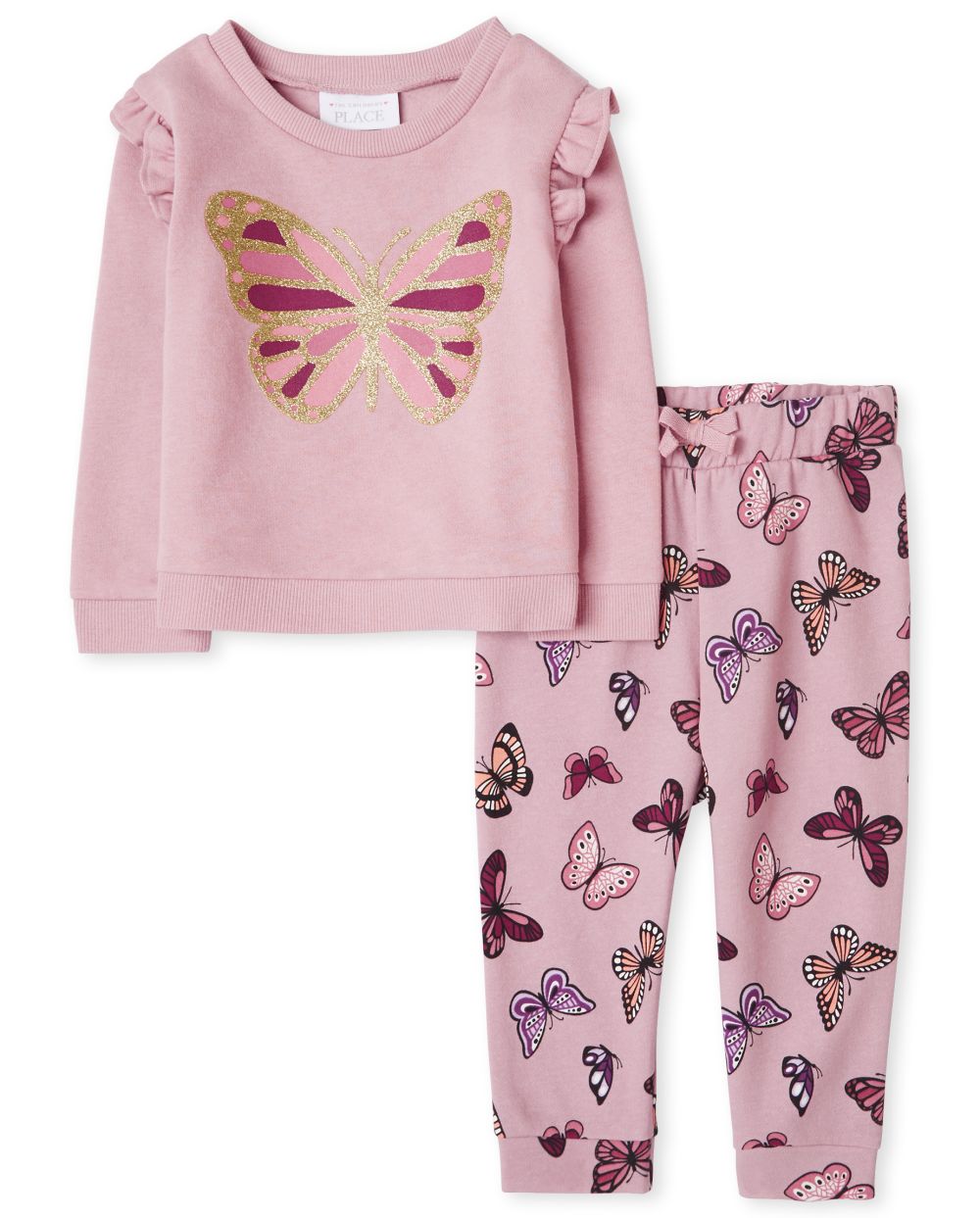 

Baby Girls Toddler Active Butterfly Outfit Set - Pink - The Children's Place