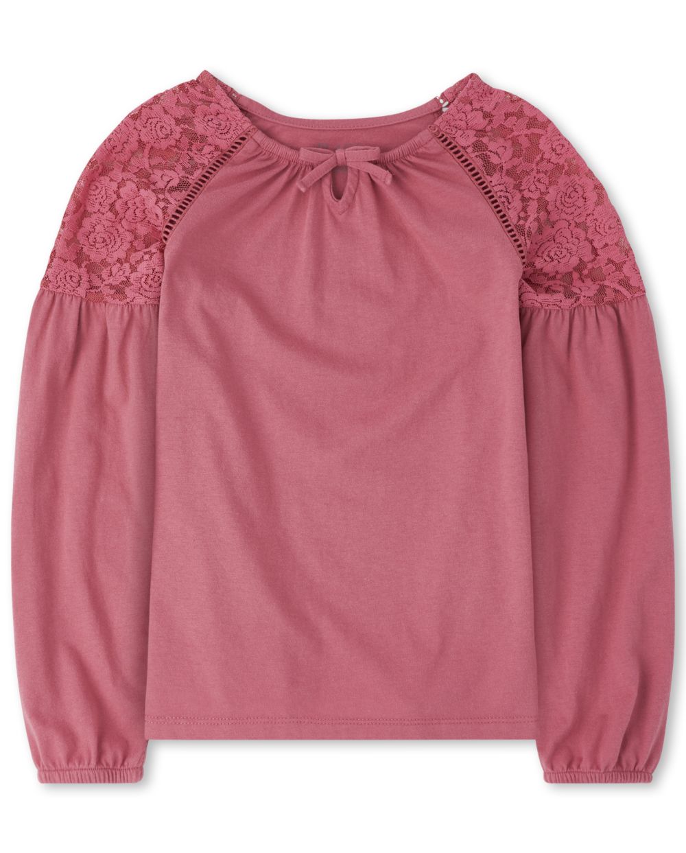 

Girls Lace Peasant Top - Pink - The Children's Place