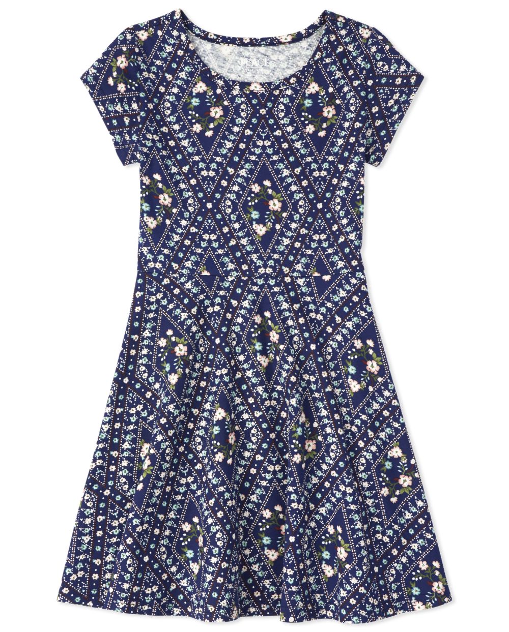 

Girls Floral Skater Dress - Blue - The Children's Place