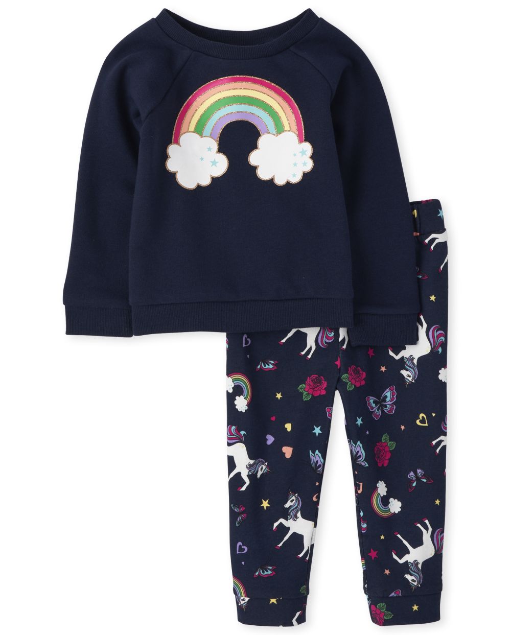 

Baby Girls Toddler Rainbow Outfit Set - Blue - The Children's Place