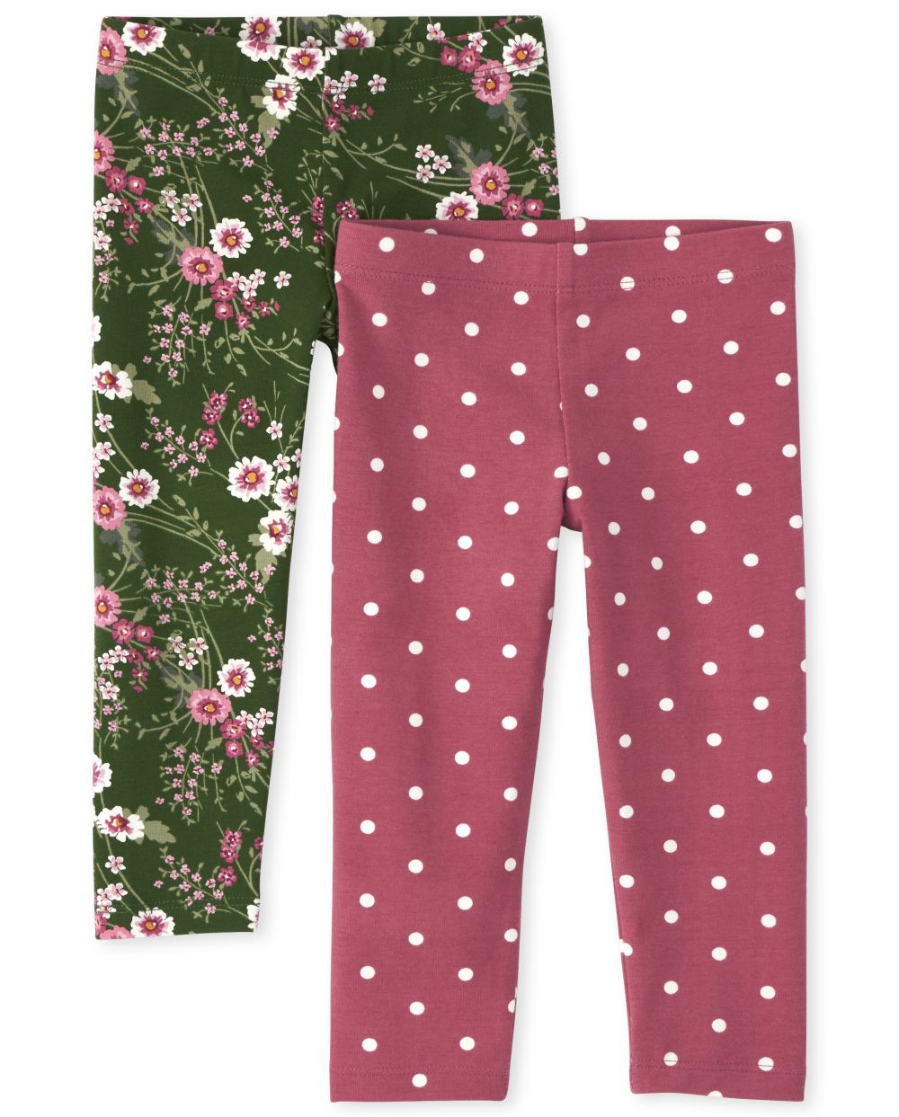 

Baby Girls Toddler Floral Leggings 2-Pack - Green - The Children's Place