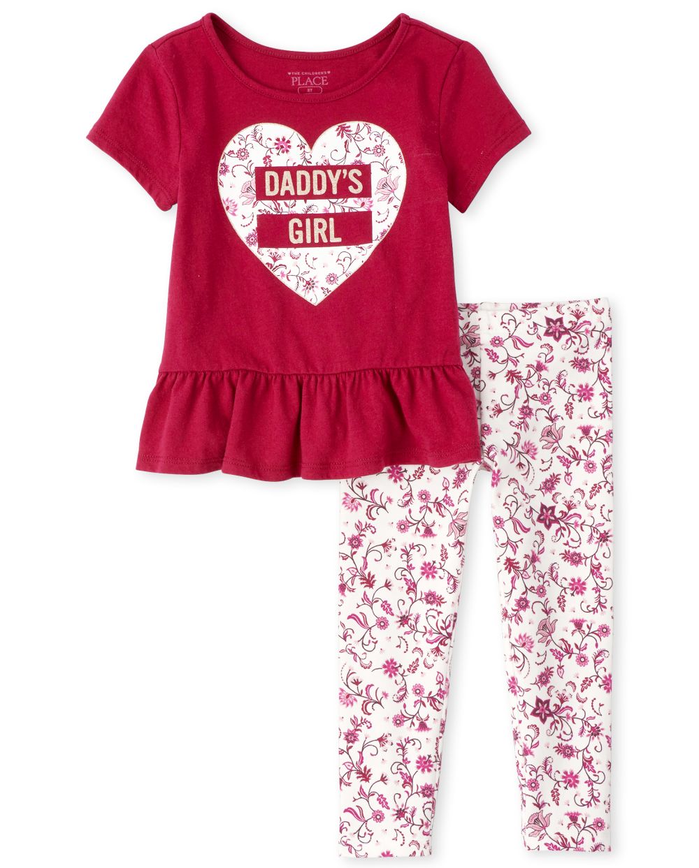 

Baby Girls Toddler Floral Leggings Outfit Set - Red - The Children's Place