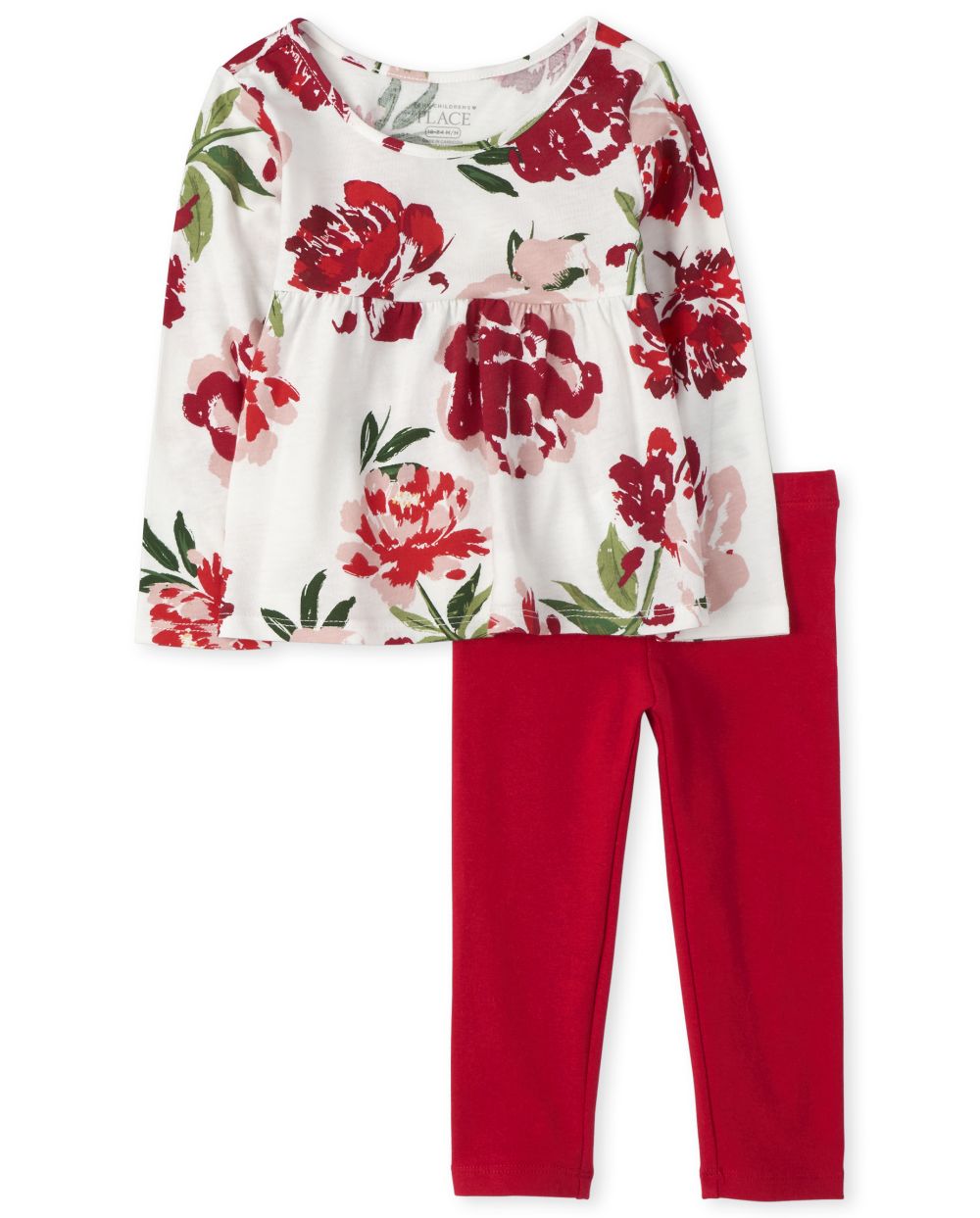 

Baby Girls Toddler Floral Outfit Set - Red - The Children's Place