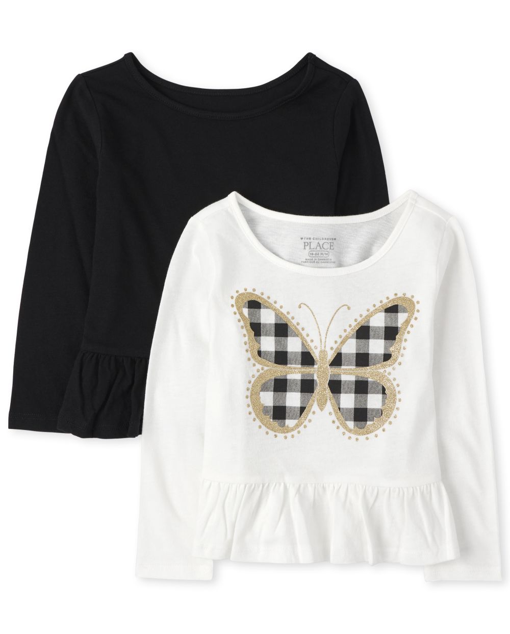 

s Toddler Butterfly Peplum Top 2-Pack - White - The Children's Place
