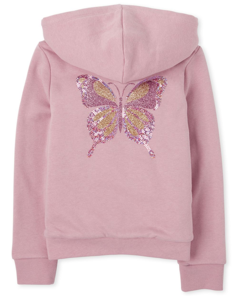 

Girls Glitter Sherpa Zip Up Hoodie - Pink - The Children's Place