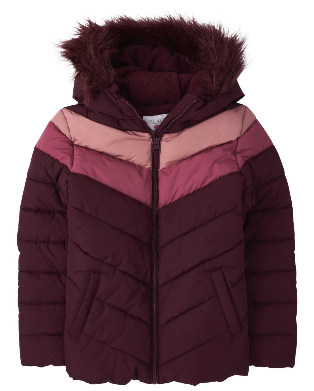

Girls Chevron Puffer Jacket - Red - The Children's Place