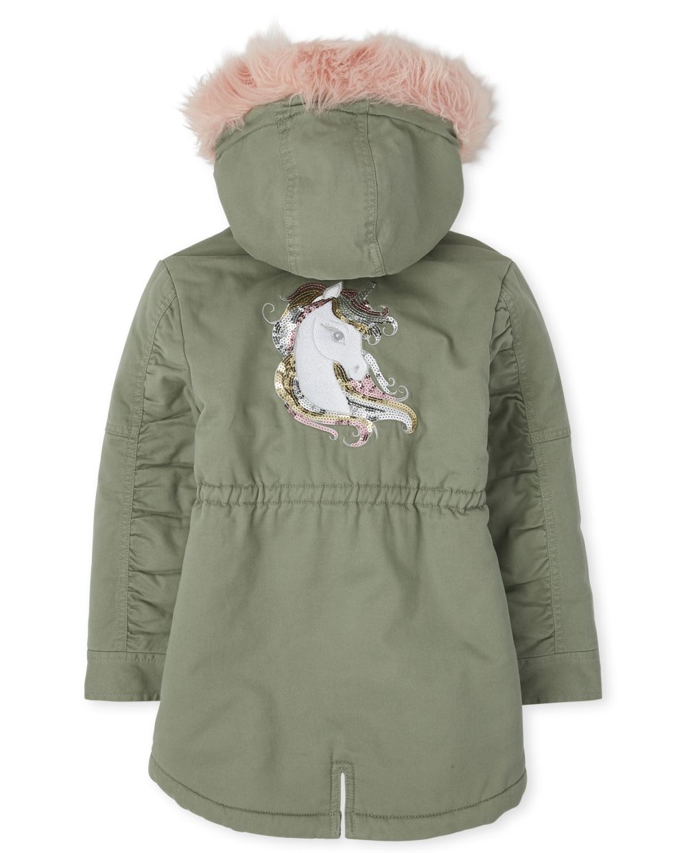 

Girls Sequin Unicorn Parka Jacket - Green - The Children's Place