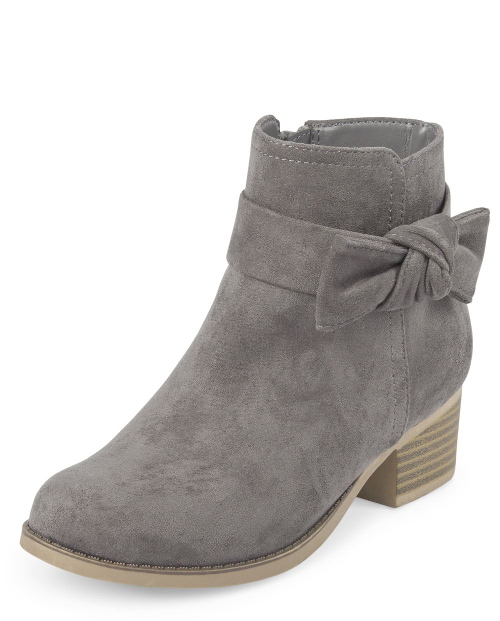 

Girls Bow Low Heel Booties - Gray - The Children's Place