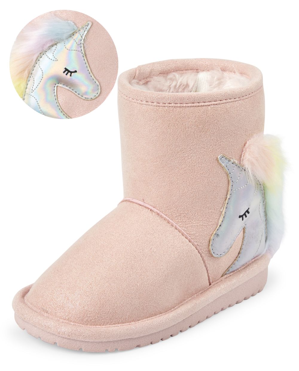 

Baby Girls Toddler Unicorn Faux Suede Boots - Pink - The Children's Place