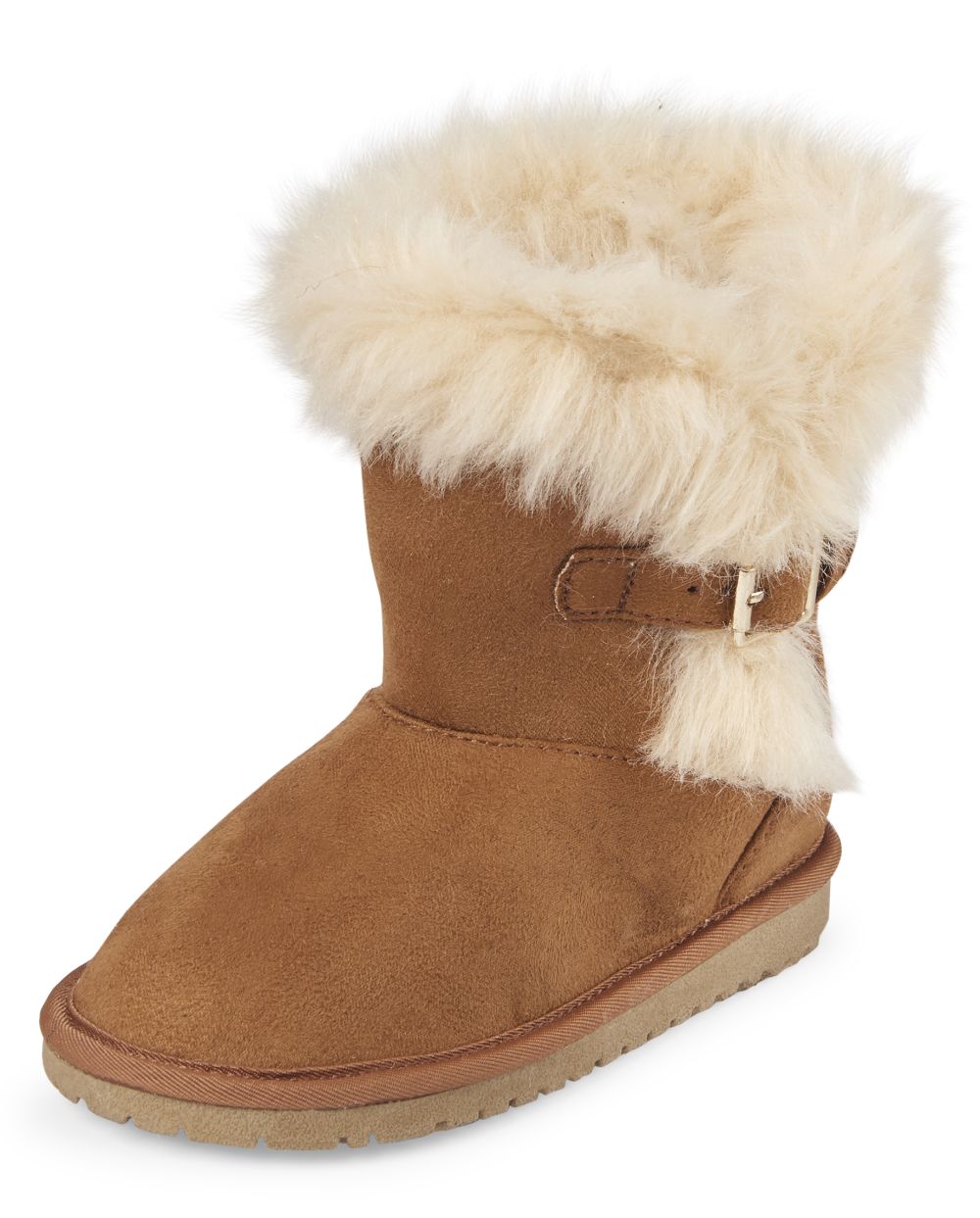 

Baby Girls Toddler Buckle Faux Fur Boots - Brown - The Children's Place