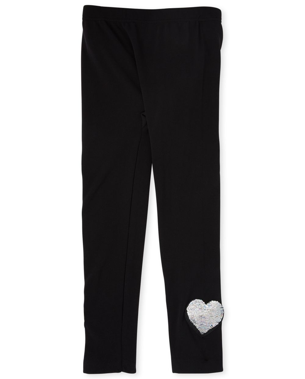 

Girls Flip Sequin Heart Fleece Lined Leggings - Black - The Children's Place