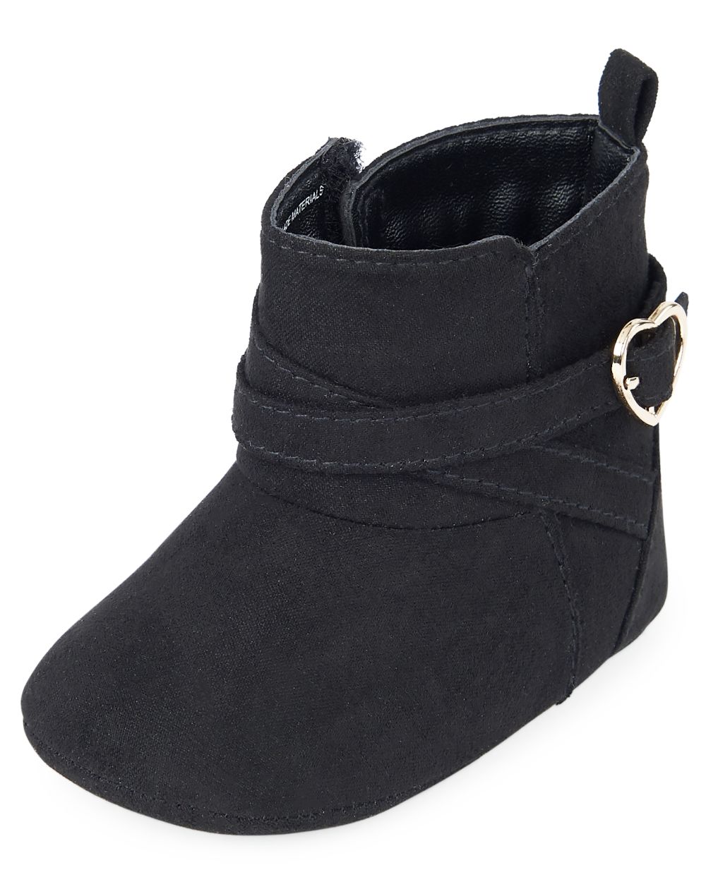

Newborn Baby Heart Buckle Booties - Black - The Children's Place