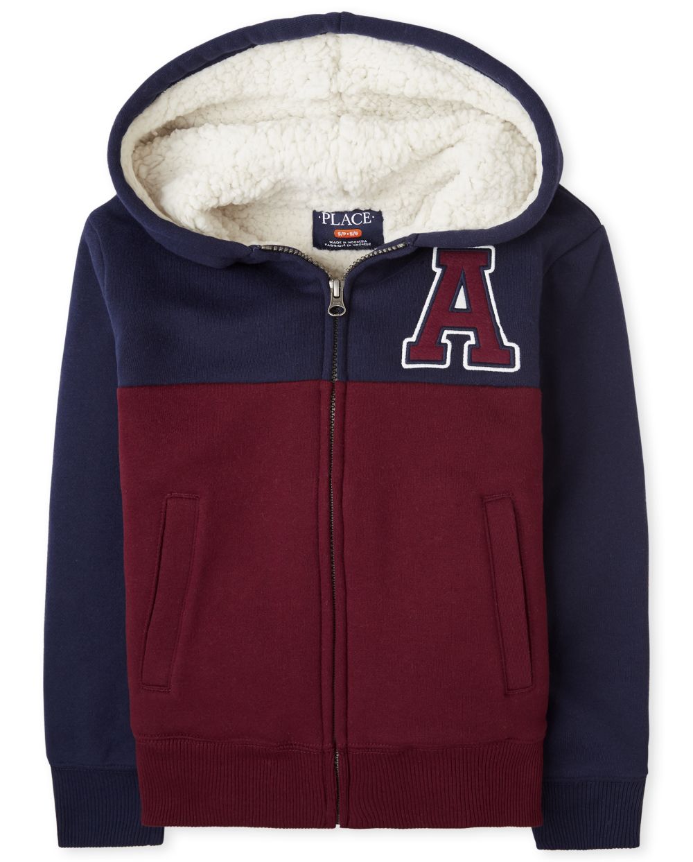 

Boys Boys Sherpa Varsity Zip Up Hoodie - Blue - The Children's Place