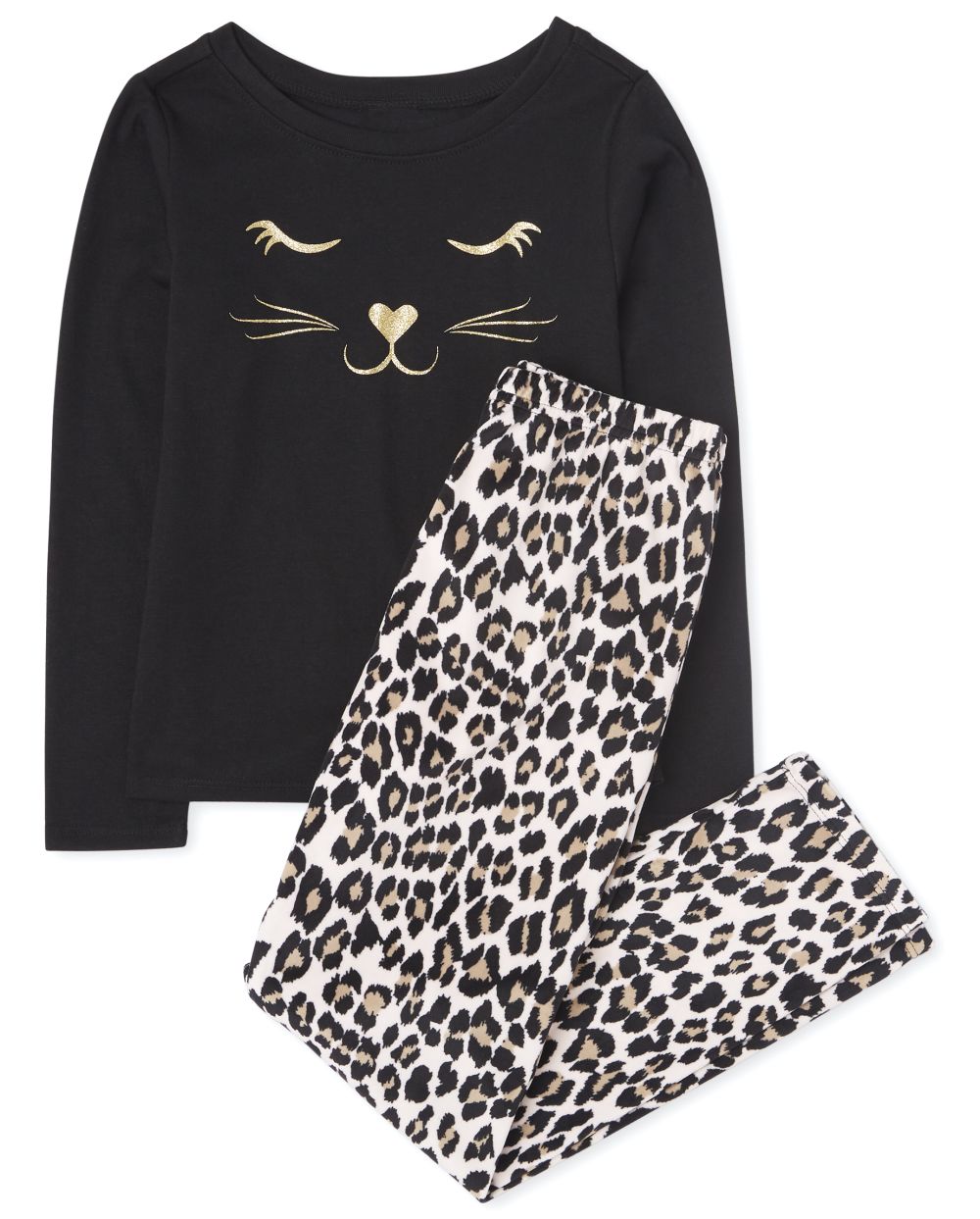 

Girls Leopard Cat Pajamas - Brown - The Children's Place