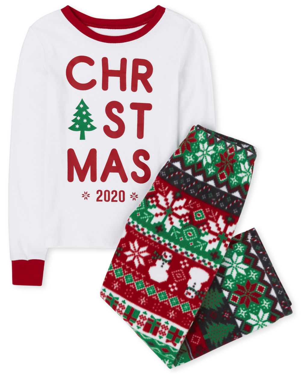 

Girls Unisex Kids Matching Family Christmas Fairisle Snug Fit Cotton And Fleece Pajamas - Blue - The Children's Place