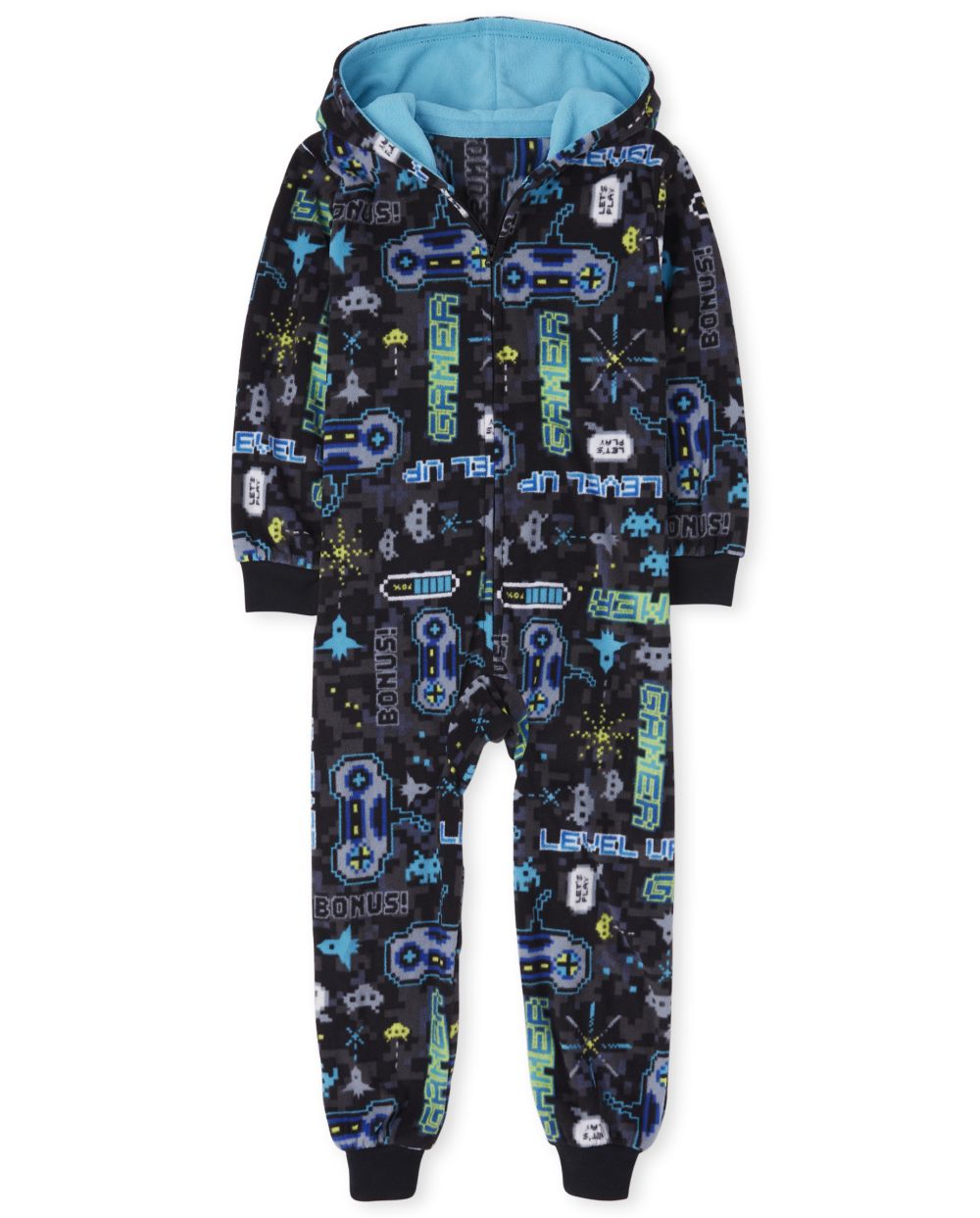 

s Boys Video Game Fleece One Piece Pajamas - Black - The Children's Place