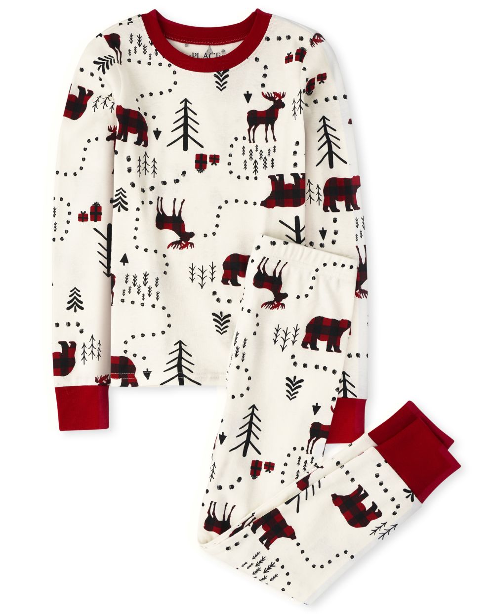 

s Unisex Kids Matching Family Winter Forest Snug Fit Cotton Pajamas - White - The Children's Place