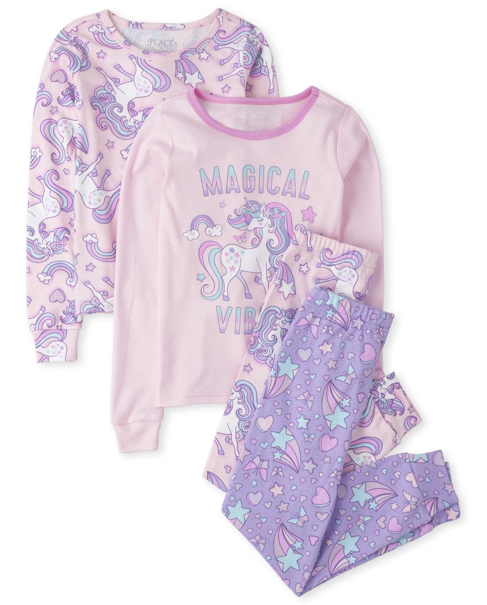 

s Unicorn Snug Fit Cotton 4-Piece Pajamas - Purple - The Children's Place