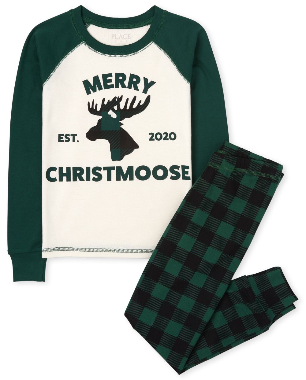 

s Unisex Kids Matching Family Christmas Moose Snug Fit Cotton Pajamas - Green - The Children's Place