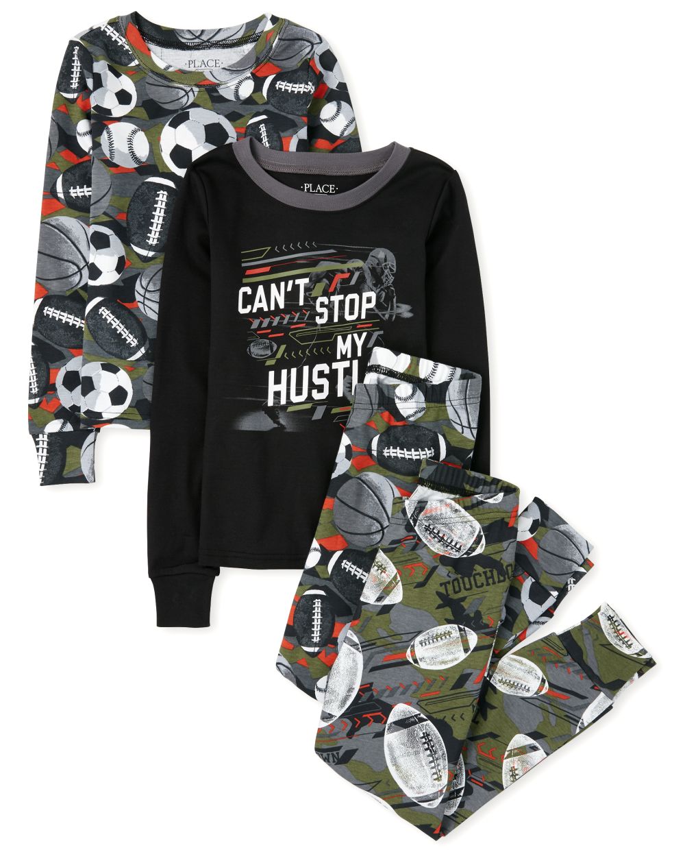 

s Boys Sports Snug Fit Cotton -Piece Pajamas - Black - The Children's Place