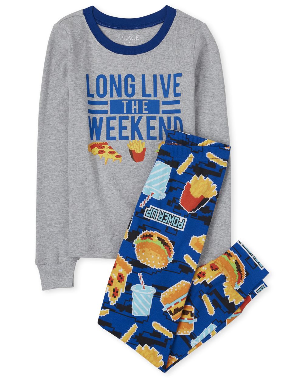 

s Boys Weekend Snacks Snug Fit Cotton Pajamas - Blue - The Children's Place