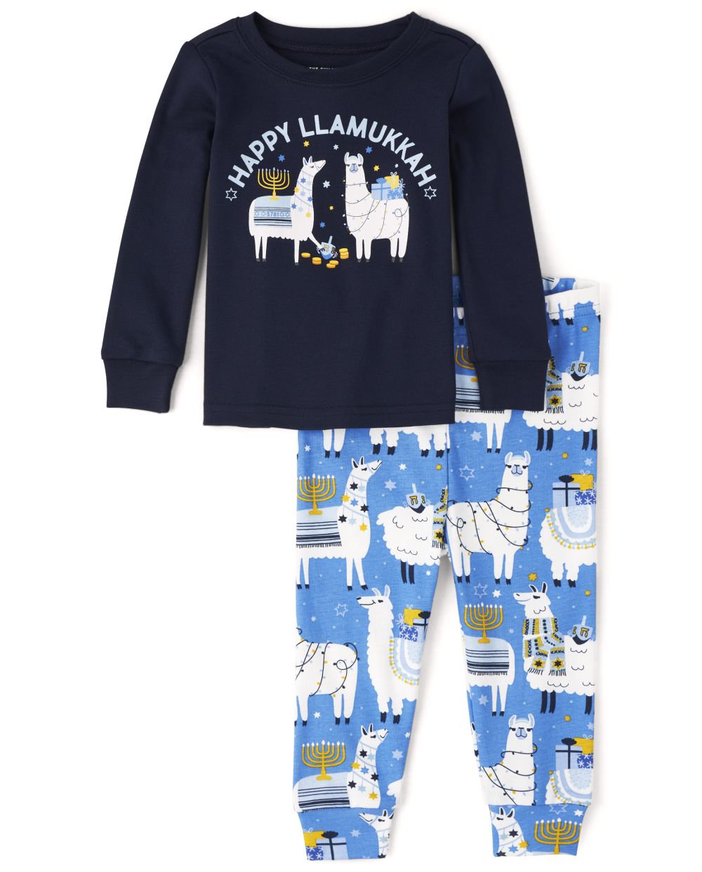 

s Unisex Baby And Toddler Matching Family Hanukkah Llama Snug Fit Cotton Pajamas - Blue - The Children's Place