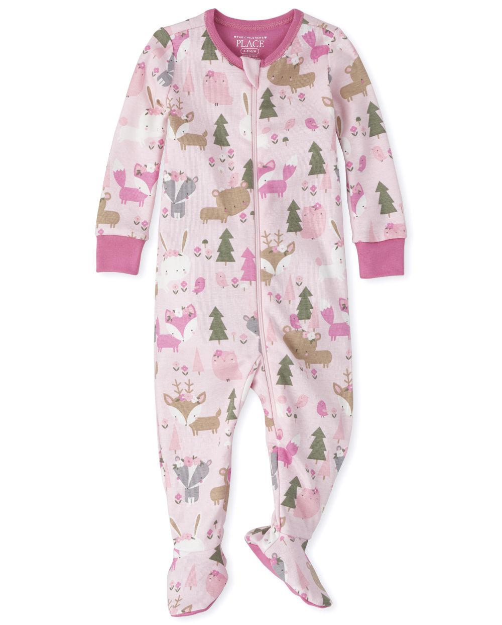 

s Baby And Toddler Forest Snug Fit Cotton One Piece Pajamas - Pink - The Children's Place