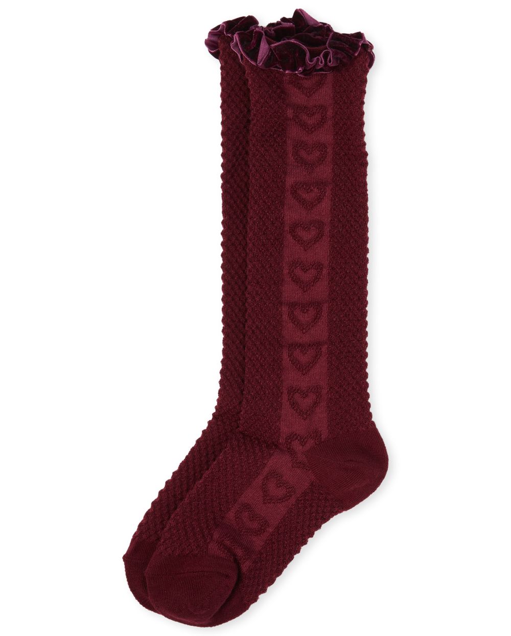 

Girls Heart Pointelle Boot Socks - Red - The Children's Place