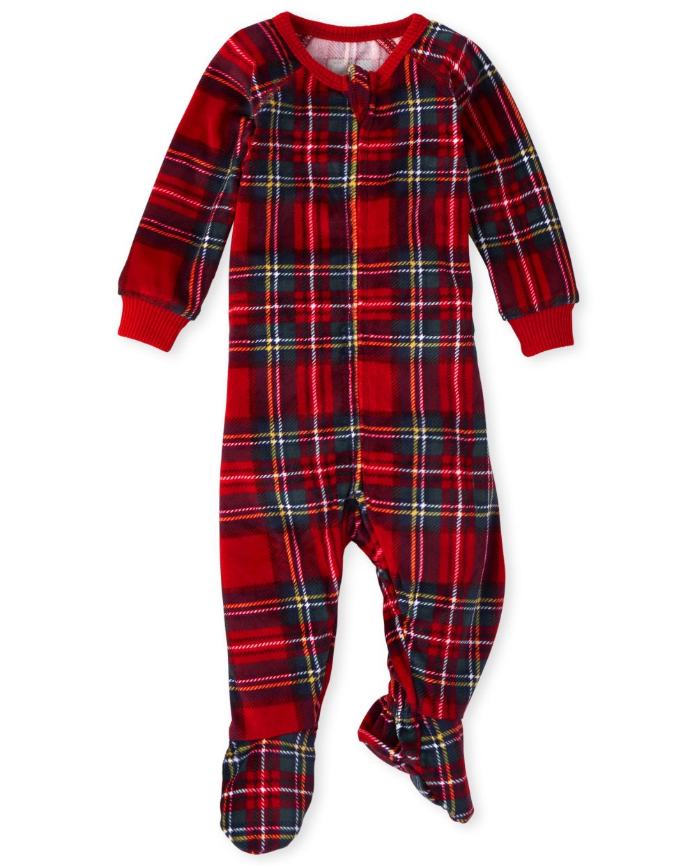 

s Baby And Toddler Mommy And Me Plaid Velour Matching One Piece Pajamas - Red - The Children's Place