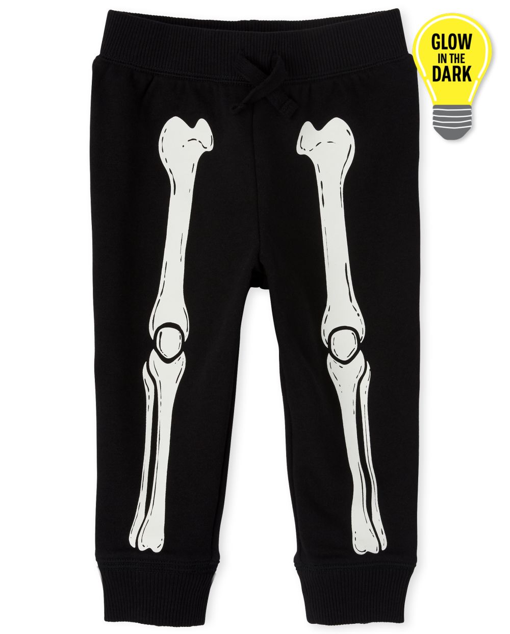 

Newborn Baby And Toddler Boys Halloween Glow Skeleton Jogger Pants - Black - The Children's Place