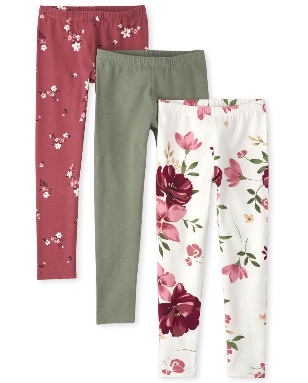 

Girls Floral Leggings 3-Pack - Green - The Children's Place