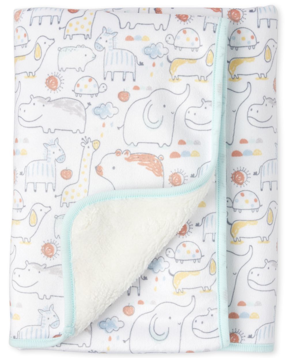 

Newborn Unisex Baby Doodle Animals Cozy Blanket - White - The Children's Place