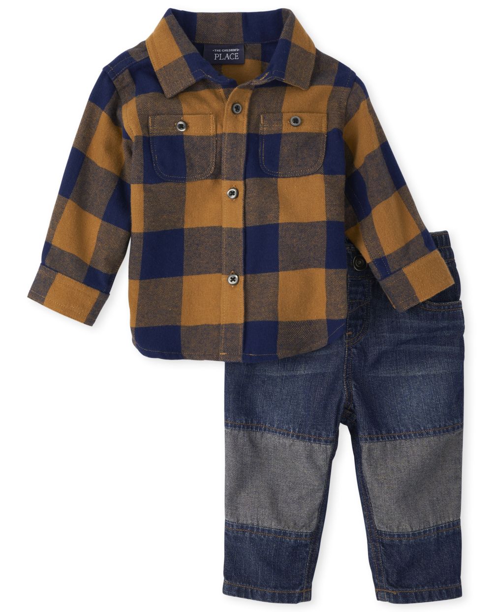 

Newborn Baby Boys Plaid Flannel Outfit Set - Brown - The Children's Place