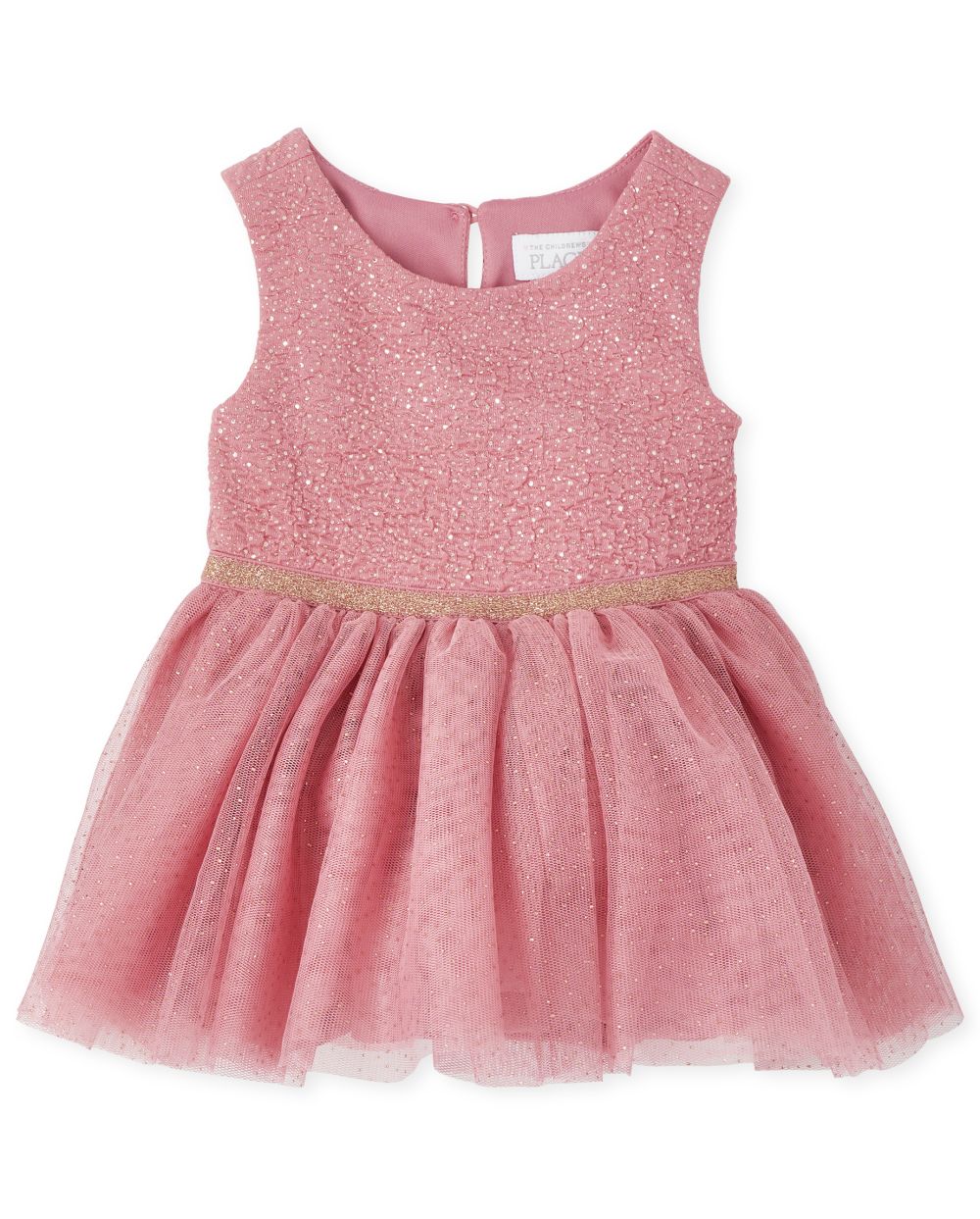 

Newborn Baby Foil Knit To Woven Dress - Pink - The Children's Place