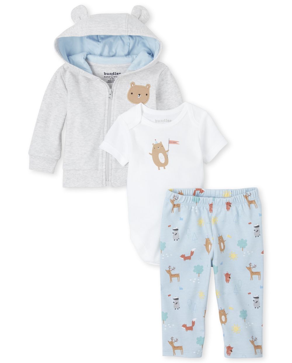 

Newborn Baby Boys Happy Bear 3-Piece Take Me Home Set - Gray - The Children's Place